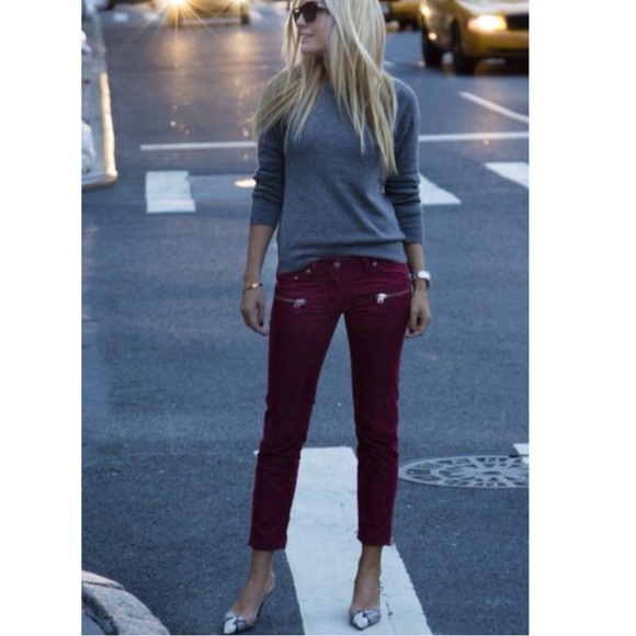 Isabel Marant Pants - Isabel Marant Red IVO Zipper Corduroy Crop Pants